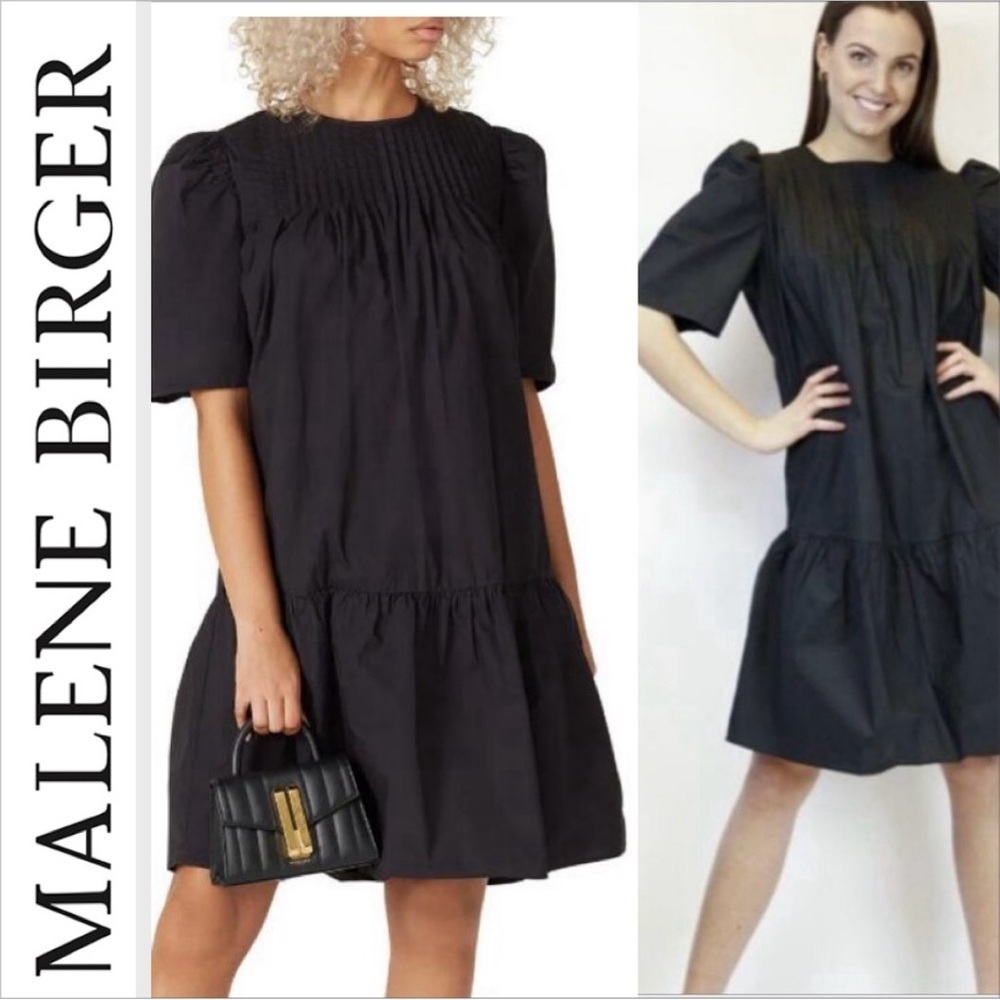 By Malene Birger Black Aninah Dress EUR 32 Fits like Small Puff Sleeve